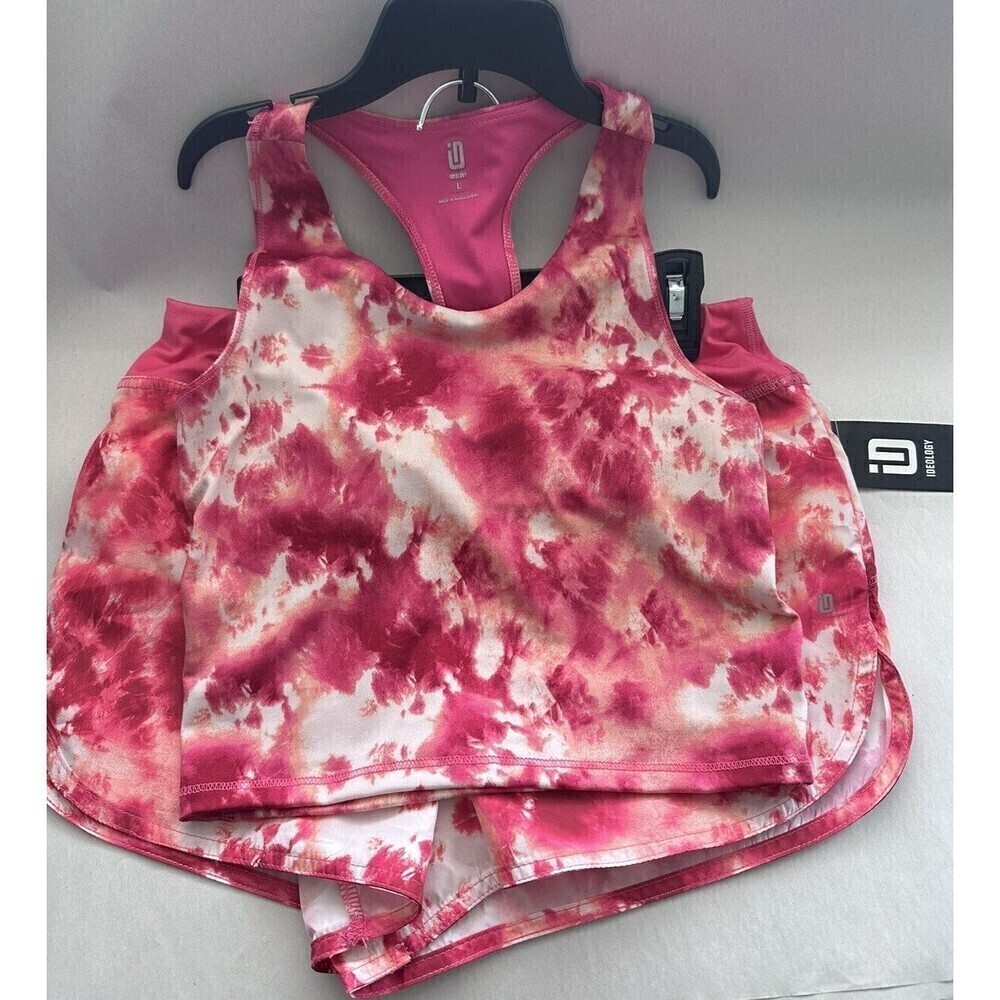 ID Ideology Big Girls Tie-Dye Elastic-Waist Pink  sport bra & short set S